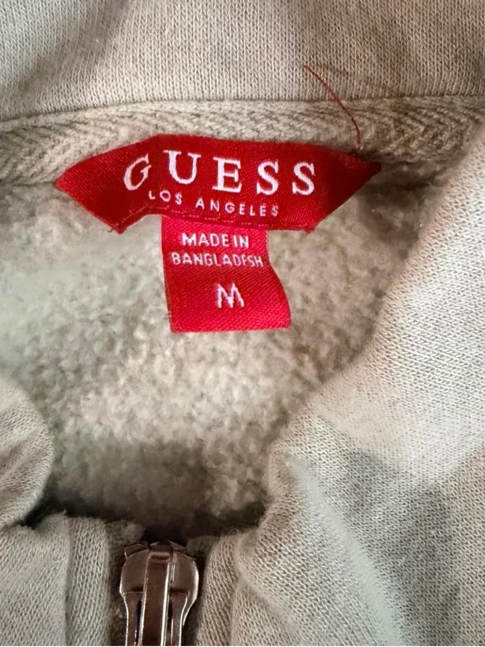 Guess Kids Light Beige Full‑Zip Hoodie with Holographic Sleeve Logos